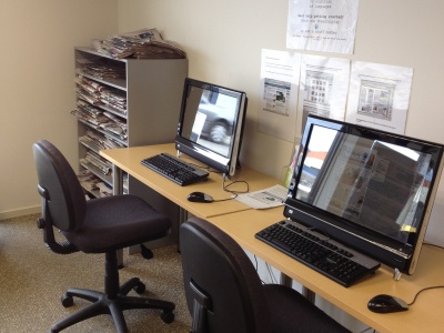 Browse newpapers on the touchscreen computers at Richmond Library